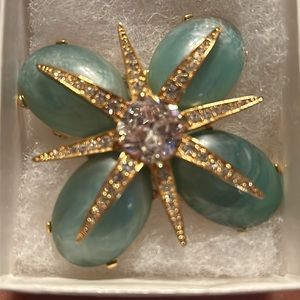 Maltese Cross with Star Crystals ANNE TAYLOR Vintage Gold Brooch NEW